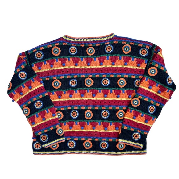 Vintage 90s Danier Textured Geometric Abstract Cropped Knit Sweater Small - Picture 2 of 4